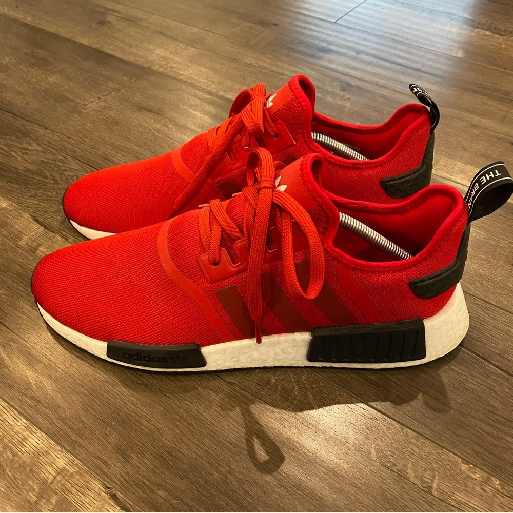 Adidas Scarlet and Black Athletic Shoes